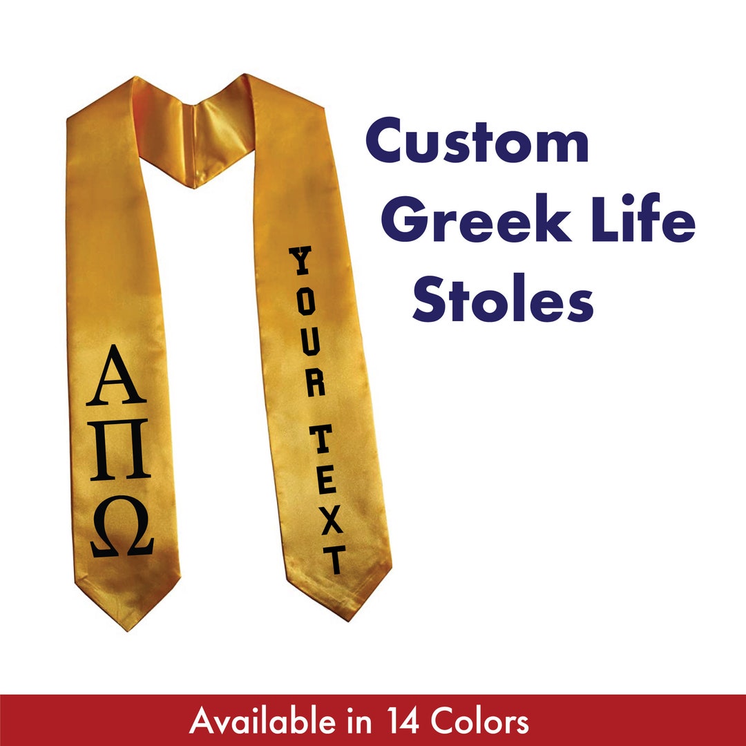 Custom Greek Life Satin Graduation Stoles Represent Your Sorority or Fraternity Available in 14