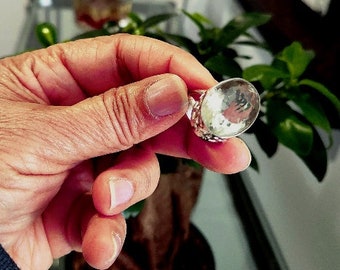 Green Amethyst Sterling Silver Ring, Oval Prasiolite Gemstone