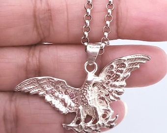 Sterling Silver Eagle Pendant Necklace, Nature Lover Gift