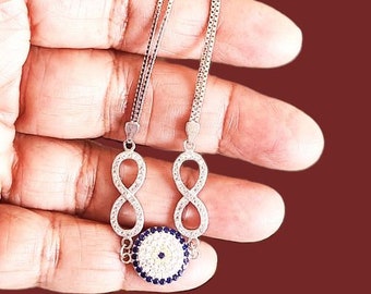 Evil Eye  Sapphire Bracelet, infinity bracelet, chain style bracelet, sapphire bracelet, dainty bracelet,Birthstone bracelet,tennis bracelet