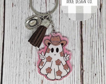 Cowboy Ghost, Keychain, Cowboy, Ghost, Badge Reel, Ghost Badge Reel, ID Holder, Retractable Badge Reel, Nurse Gift, Western Ghost