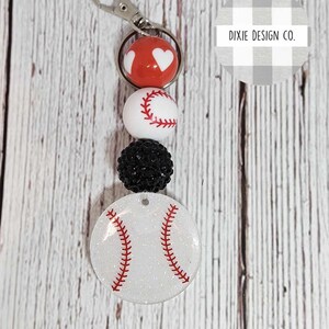 Llavero de béisbol, béisbol, llavero, llavero con cuentas, cuentas, deportes, dije para bolso