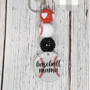Llavero de mamá beisbolera, llavero, béisbol, mamá beisbolera, llavero con cuentas, deportes, llavero deportivo, dije para bolso