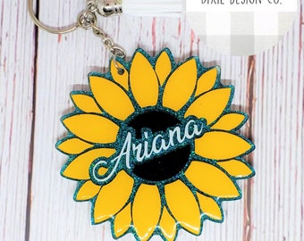 Sunflower Keychain, Sunflower, Keychain, Personalized Keychain, Personalized Gift, Small Gift, Cute Gift, Flower, Stocking Stuffer