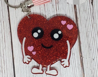 Heart Guy Keychain, Cute Heart Man, Acrylic Keychain, Keychain, Valentine's Day Keychain, Heart Keychain, Gift for Him, Gift for Her
