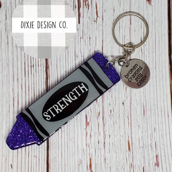 Crayon Keychain, Strength, Broken Crayons Still Color, Small Gift, Encouragement Gift, Stocking Stuffer, Personalized Gift
