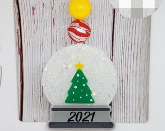 Snow Globe Ornament, Snowglobe, Christmas Tree, Tree Ornament, Beaded Ornament, Snow Globe Christmas Ornament, Snow Globe