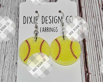 Softball Earrings, Softball, Earrings, Dangle Earrings, Sports Earrings, Softball Mom, Softball Jewelry, Softball Accessories, Softball