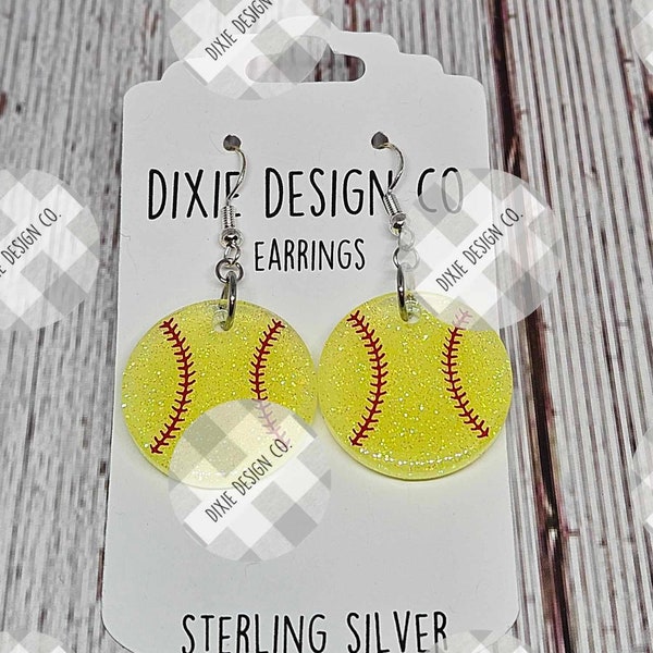 Softball Earrings, Softball, Earrings, Dangle Earrings, Sports Earrings, Softball Mom, Softball Jewelry, Softball Accessories, Softball