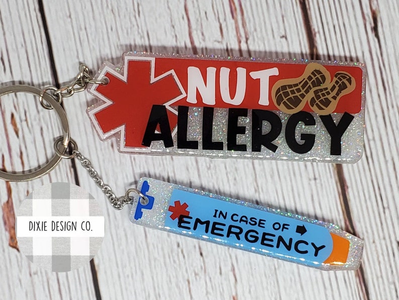 Allergy Tag Keychain, Allergy Pen, Nut Allergy, Milk Allergy, Egg Allergy, Kids Keychain, Health Keychain, Back to School, Allergy image 2