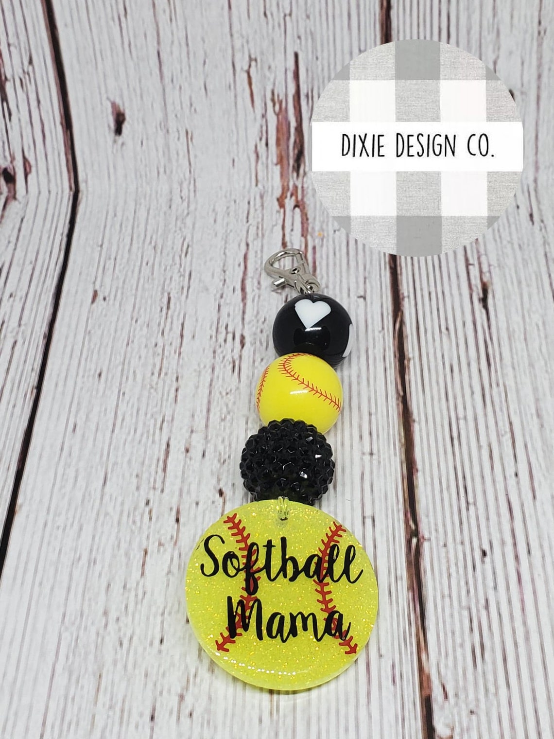 Softball Mama Beaded Keychain Mom Keychain Softball Mom Etsy