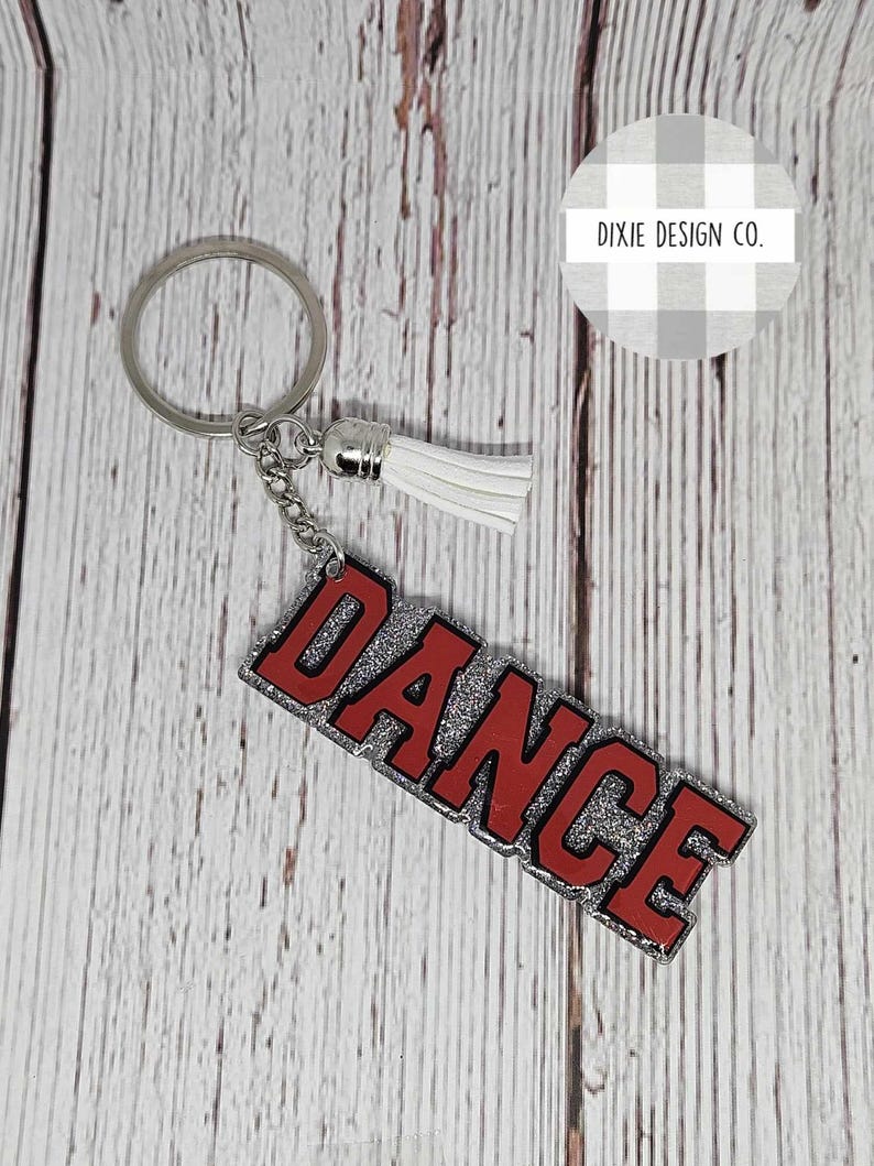 Dance Keychain, Dance, Keychain, Black and Red, Bag Charm, Sports Bag ...