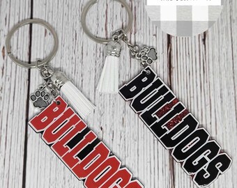 Bulldogs Keychain, Bulldogs, Bulldog, Keychain, Key Ring, Dog