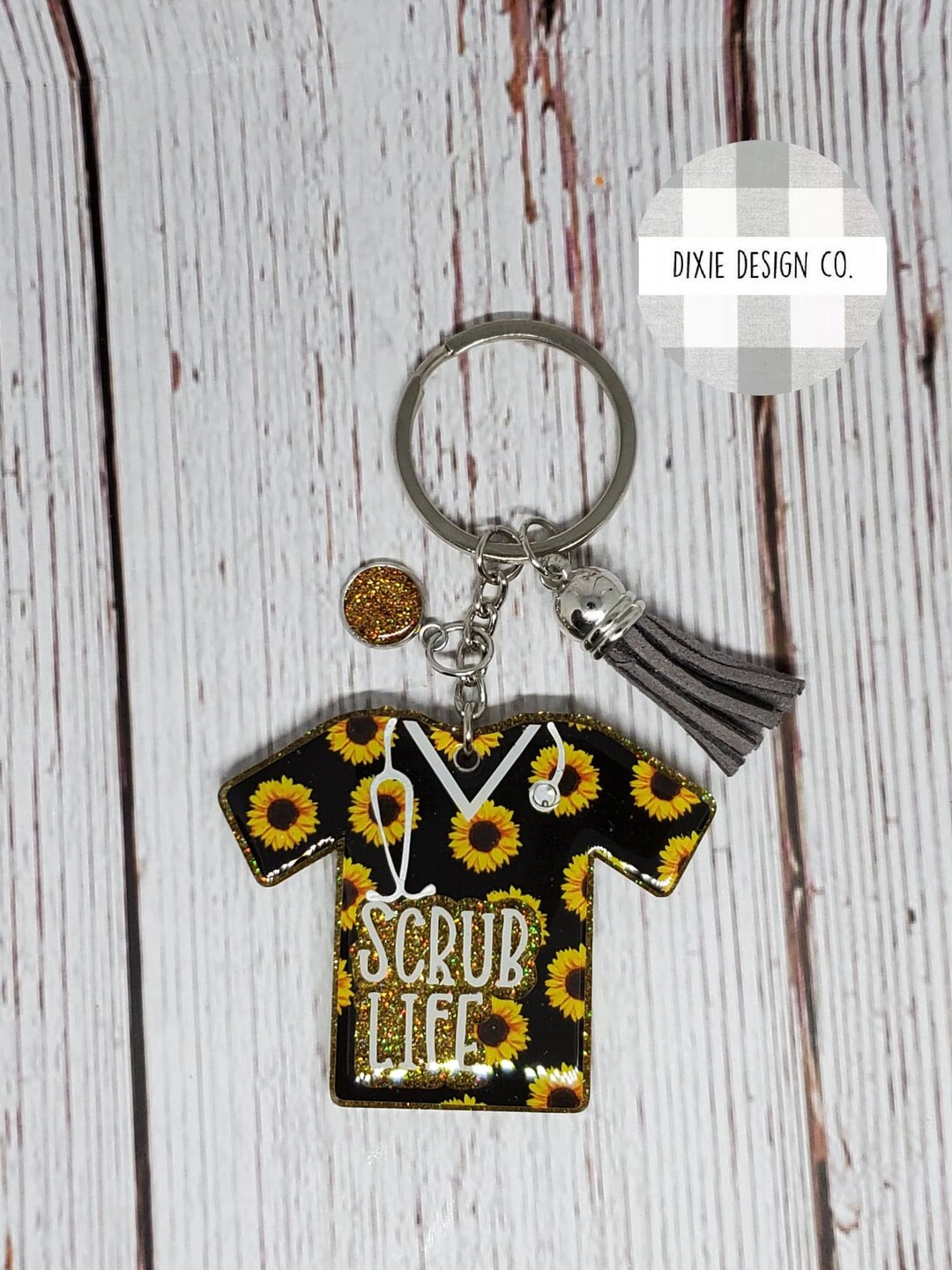 Scrub Life Keychain Nurse Keychain Sunflower Doctor Etsy