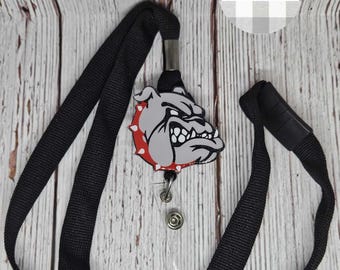Bulldog Lanyard, Retractable Lanyard, Lanyard, Teacher Gift, ID Holder, Badge Holder, Badge Lanyard, Gift for Teacher