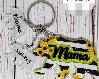 Mama Bear Keychain, Bear Keychain, Mama Bear, Gift for Mom, Mama Gift, Keychain, Stocking Stuffer, Personalized Gift, Mommy and Me