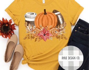 Fall Shirt, Fall Tshirt, Coffee Shirt, Pumpkin Shirt, Football Shirt, Love Fall, Fall Lover, Shirt for Fall, Coffee, Pumpkin, Football