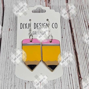 Pencil Earrings, Pencil, Earrings, Dangle Earrings, School Earrings, Teacher, Teacher Jewelry, Teacher Accessories, Teacher Gift