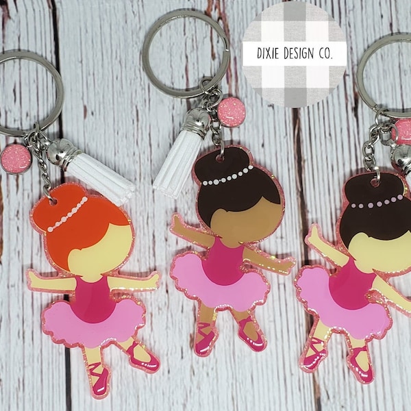 Ballerina Keychain, Dancer Keychain, Ballerina, Ballet Keychain, Acrylic Keychain, Gift for Dancer, Dancer Gift, Pink Ballerina, Glitter