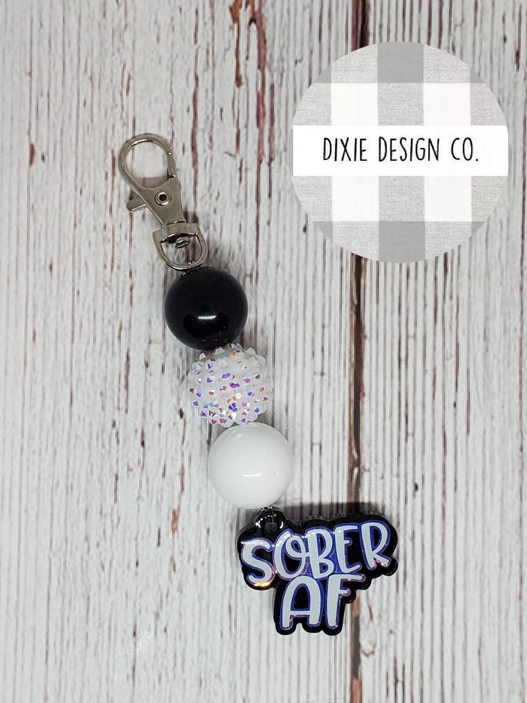Big Book Beads Clip on Recovery Heart Keychain
