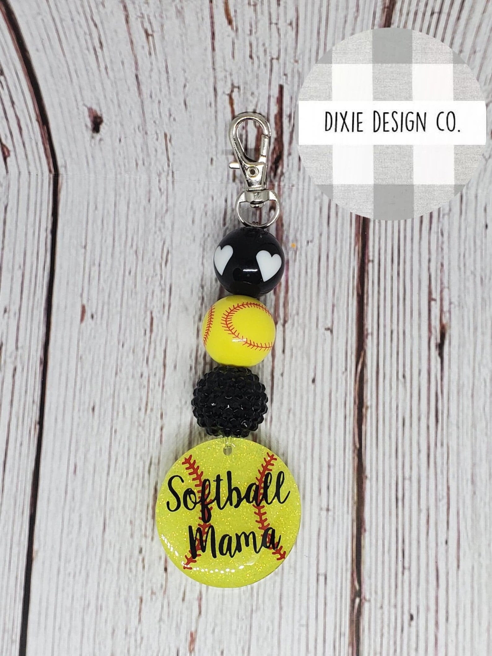 Softball Mama Beaded Keychain Mom Keychain Softball Mom Etsy