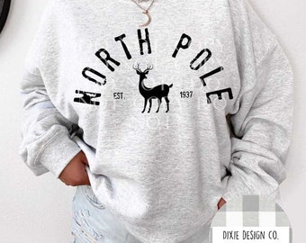 North Pole Sweatshirt, North Pole, Christmas, Christmas Shirt, Christmas Sweatshirt, Sweatshirt, Reindeer, North Pole Reindeer