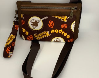 San Diego Padres Cooperstown cellphone crossbody bag with wrist key lanyard