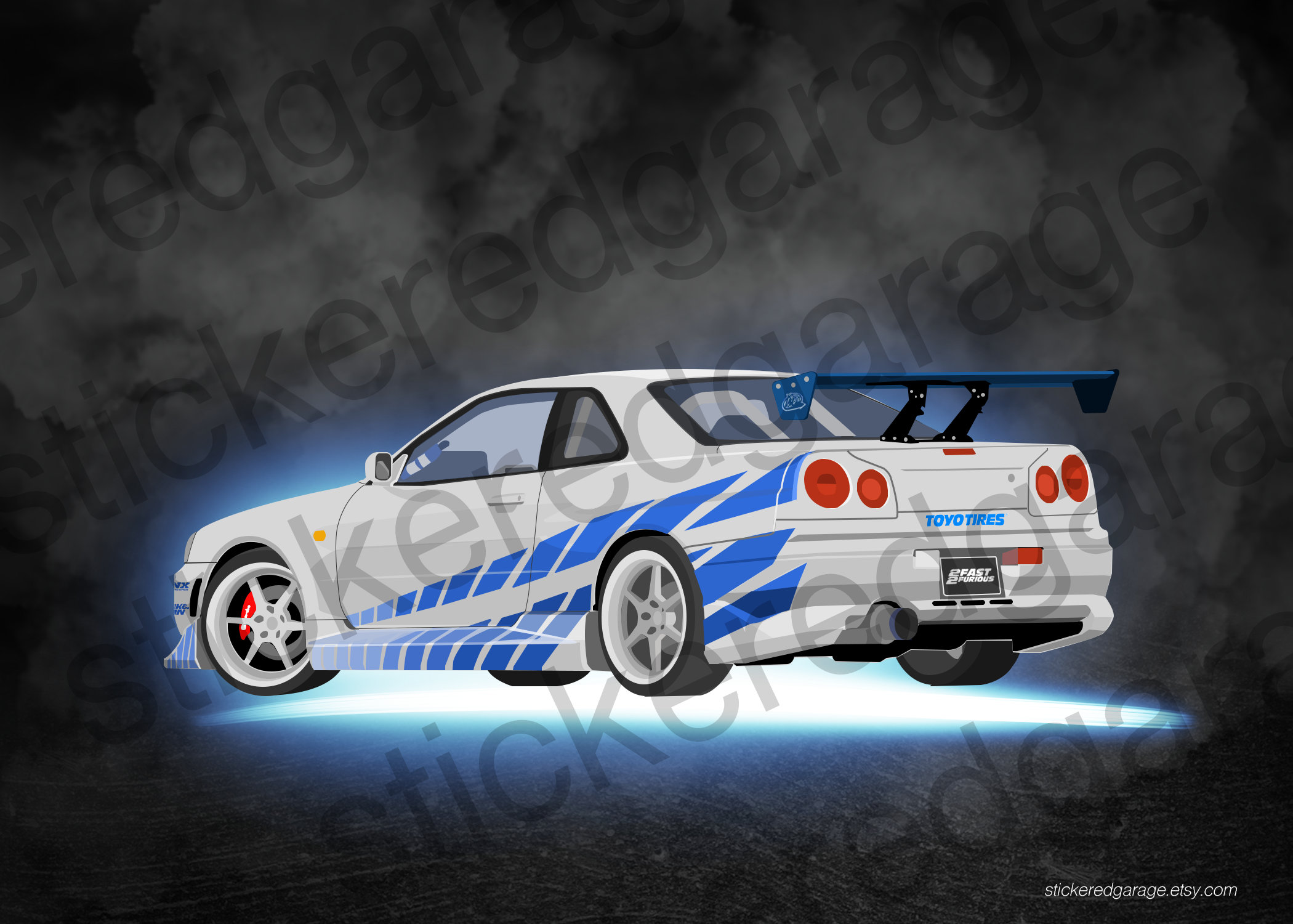 1999 Nissan Skyline Gt R R34 2 Fast 2 Furious Digital Etsy