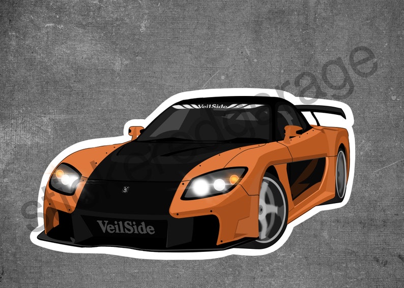 Matte Vinyl Sticker Fast and the Furious 1997 Mazda RX-7 Tokyo Drift