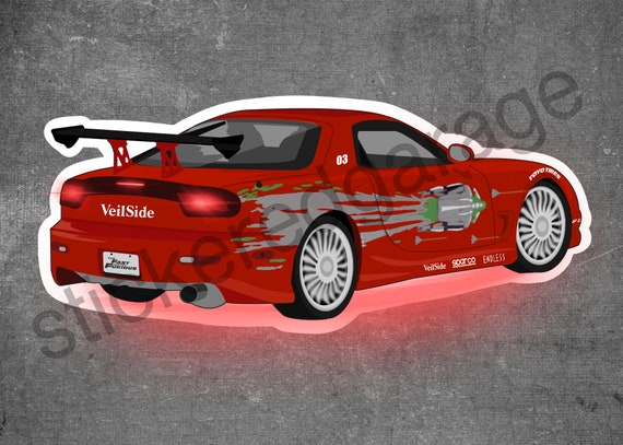Matte Vinyl Sticker Fast and the Furious 1997 Mazda RX-7 Tokyo Drift