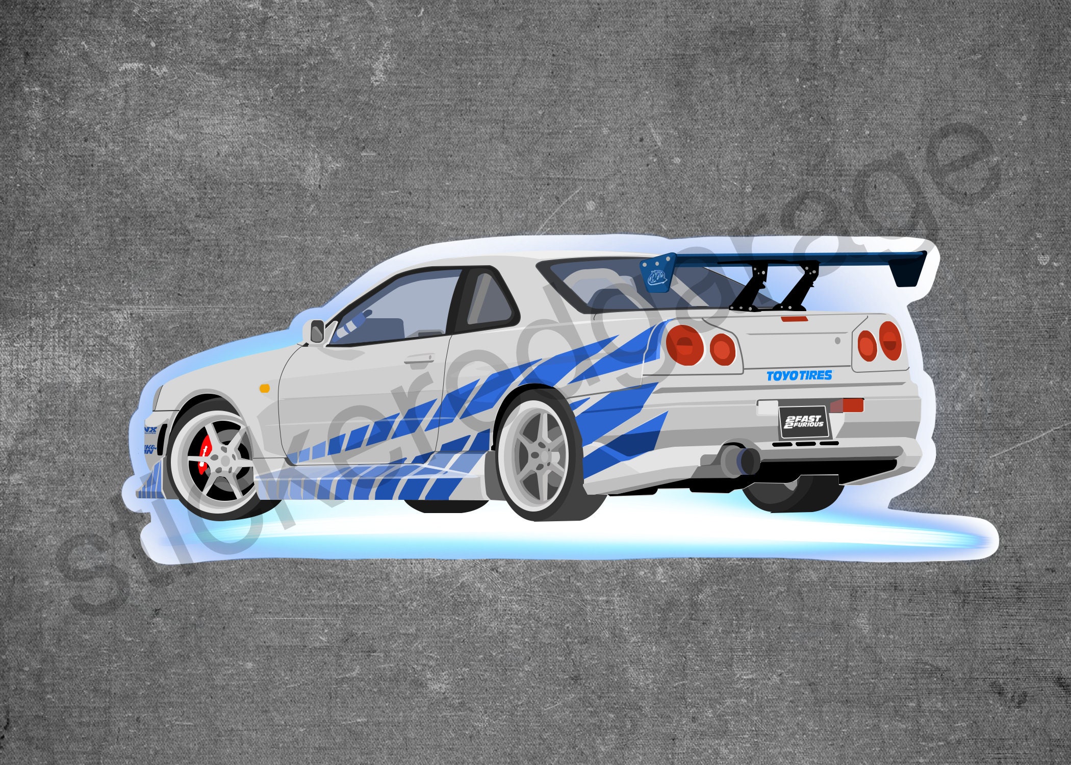 1999 Nissan Skyline Gt R R34 2 Fast 2 Furious Autocollant Etsy