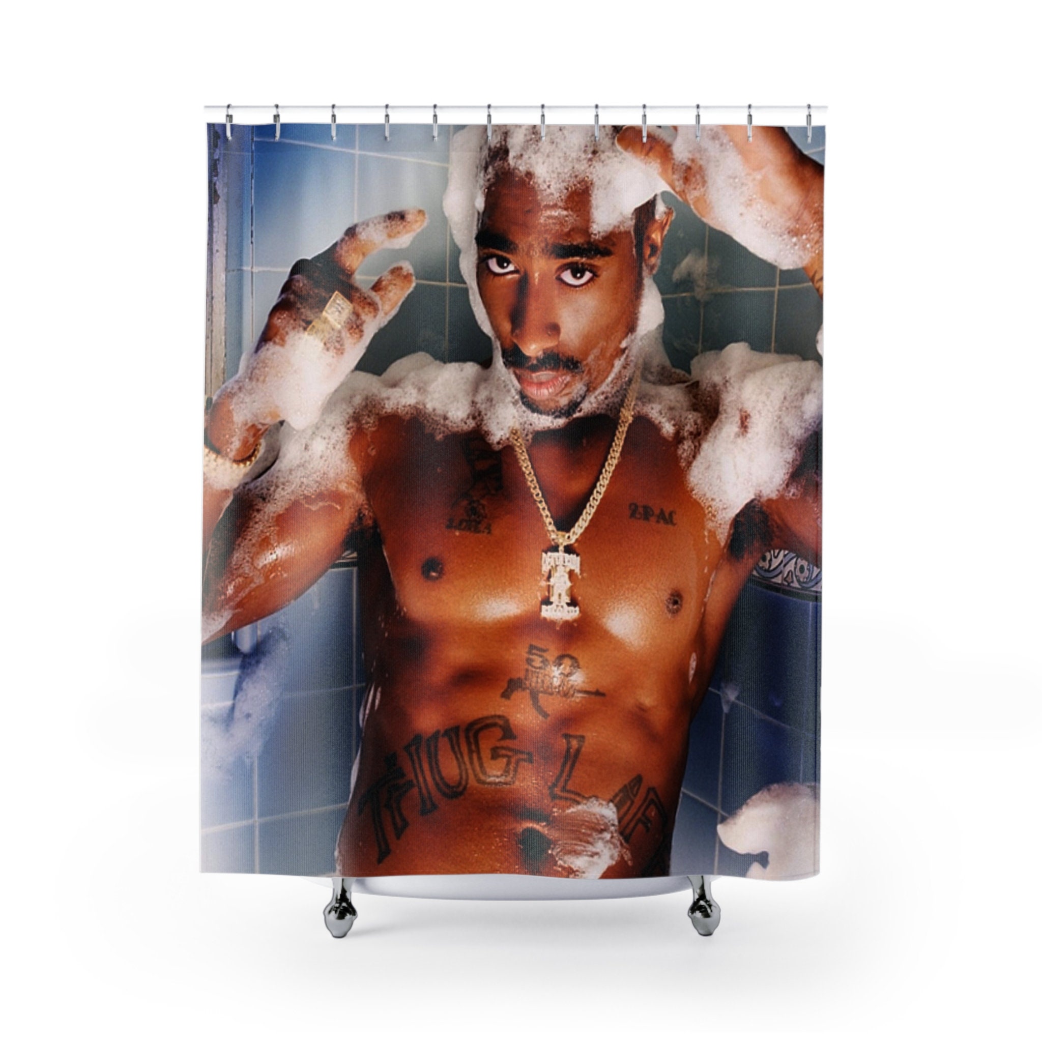 Famous Rapper Singer Tupac Art Print Bathroom Sets, Shower Curtain Sets.