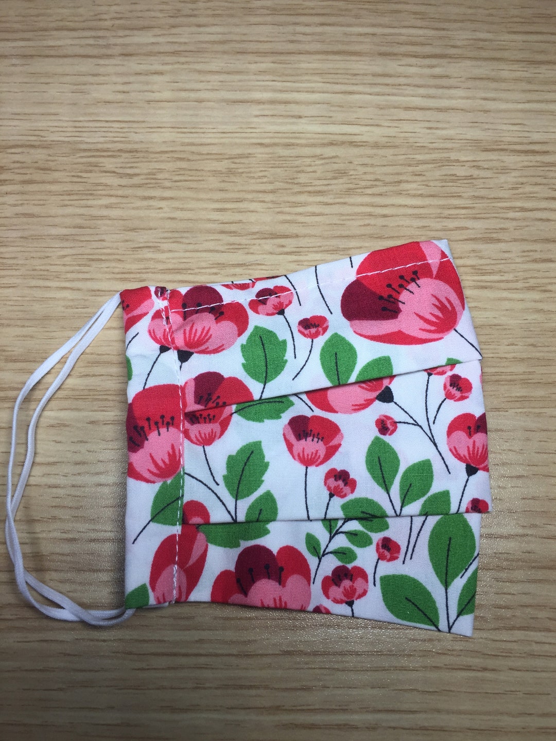 Flower Popy Mask POPPY Floral HOMEMADE Fabric Face Mask With POCKET for Filter filter ...