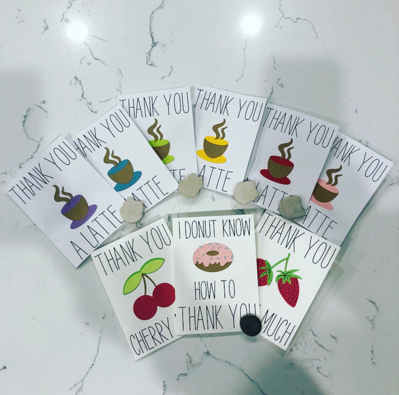 Punny food thank you cards 4 card set Desert Doodles and | Etsy