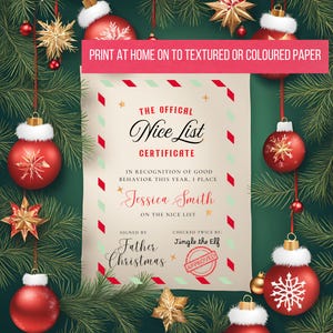 Certificado de la lista de buenos amigos de Papá Noel / Certificado de Navidad / Papá Noel / Santa Claus / Carta imprimible / Editar en Canva
