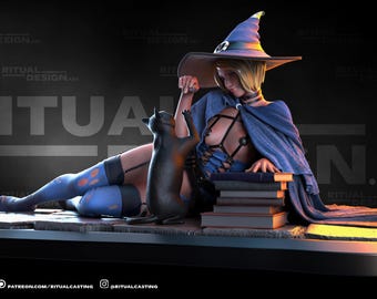 Tiyan The Witch And Her Cat 1:10 Scale Statue