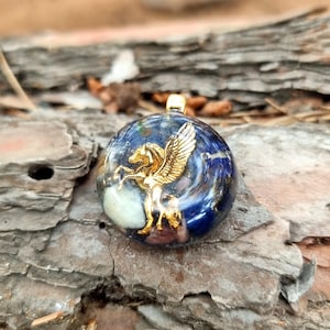 Pegasus Orgonite Pendant: Fire Opal, Quartz & Crystal Healing Necklace