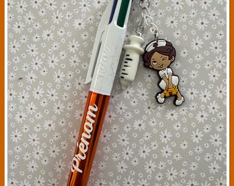 Personalized 4-color Bic pen with nurse charms