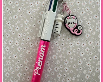 Personalized 4-color Bic pen with nurse charms
