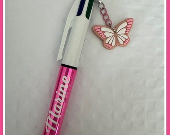 Bolígrafo bic personalizado de 4 colores con dije Mariposa