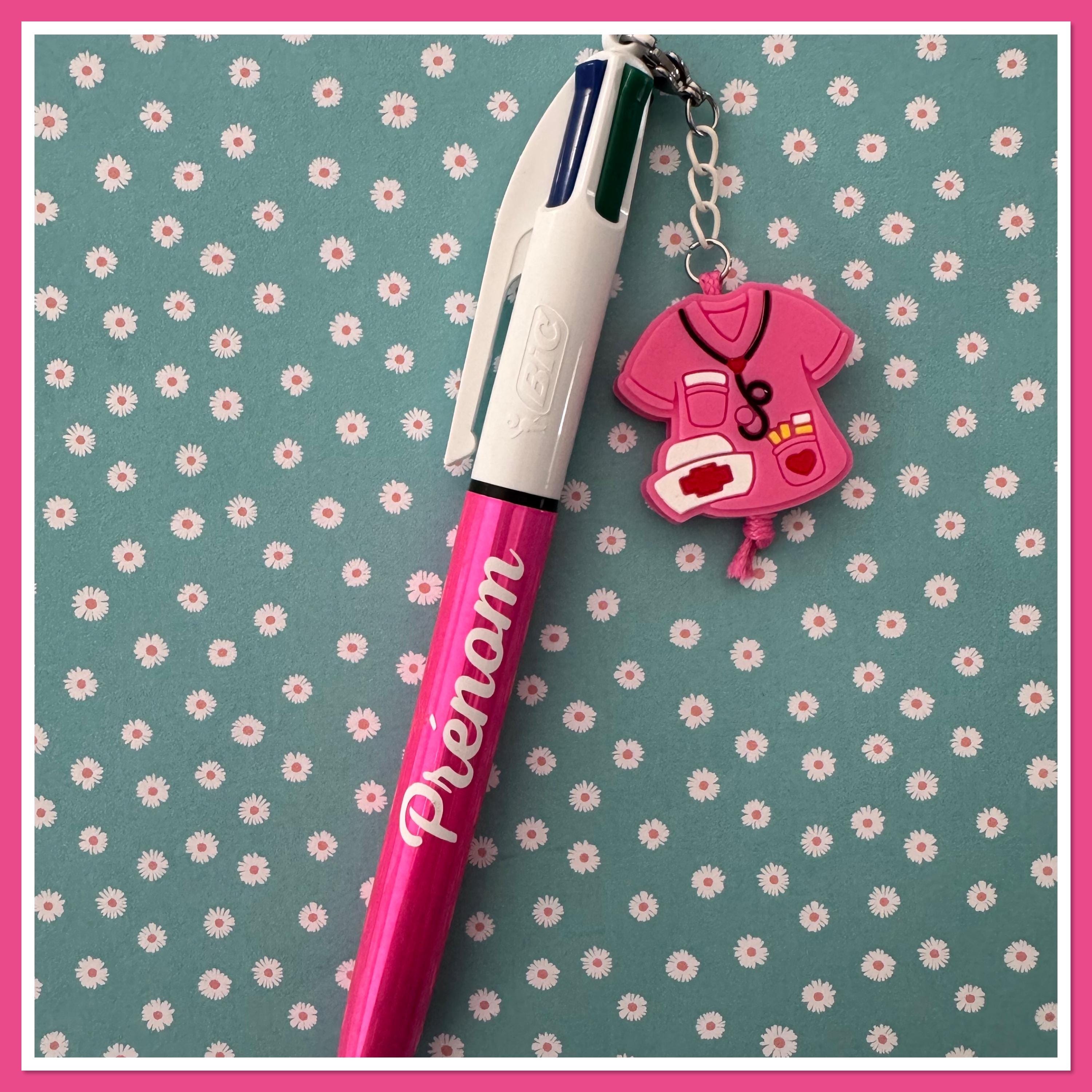 Personalized 4-color Bic pen with nurse/caregiver charm