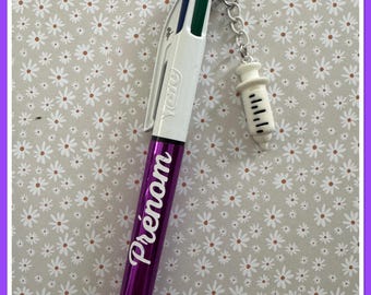 Personalized 4-color Bic pen with nurse/caregiver charm