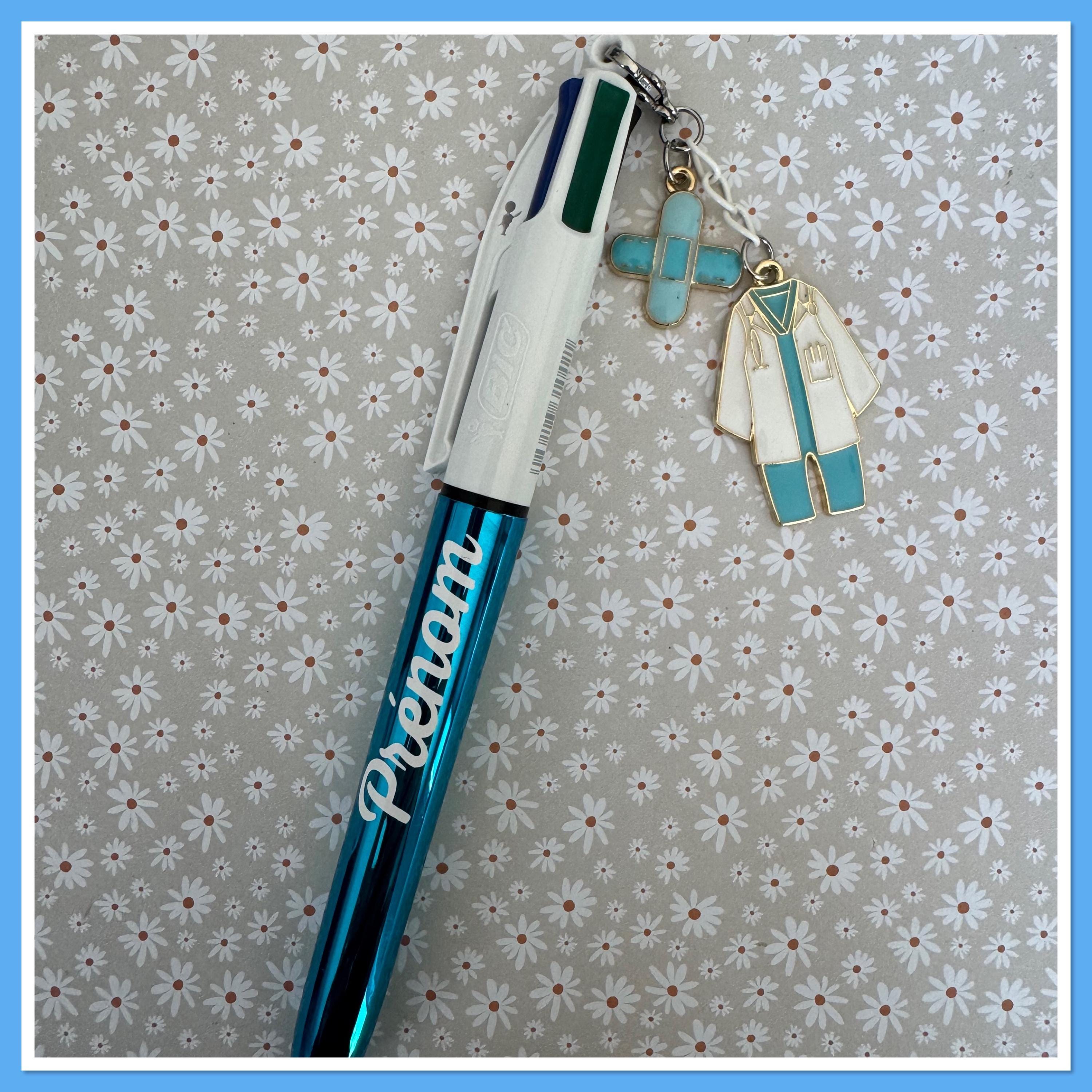 Personalized 4-color Bic pen with nurse/caregiver charm