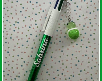 Personalized 4-color Bic pen with TURTLE charm