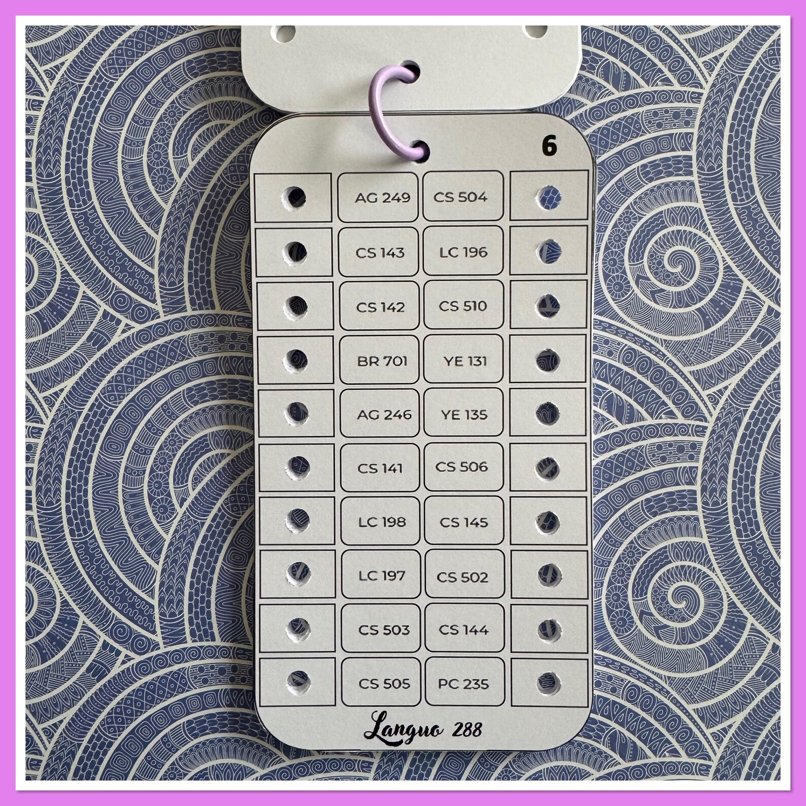 Languo 288 Color Chart - Numbered Color Chart - Etsy