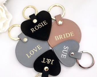SALE - Personalised Heart Round Saffiano Leather Keyring - Heavily Discounted due to Minor Flaws