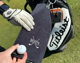 Personalized Embroidered Microfibre Golf Towel: Monogrammed Golfer Gift