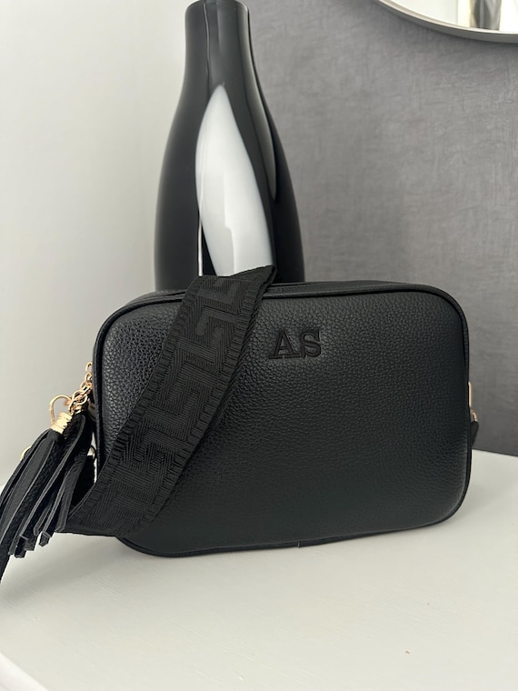 Personalised Cross Body Bag - Messenger Bag with Initials - Vegan Leather Embroidered Handbag - Custom Over Body Bag - Birthday Gift for Her