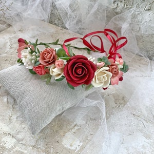 Wedding flower crown, wine flower crown, flower girl crown, baby floral crown, burgundy flower crown, boho flower crown
