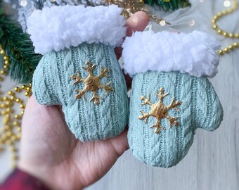 ミントミトンクリスマスオーナメントセット、テキスタイルツリーデコレーション